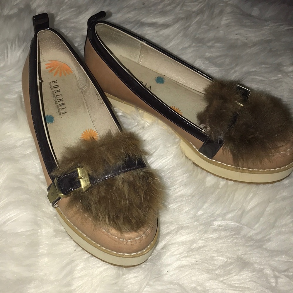 ITALIAN Leather Shoes Slip On Moccasin Wedge Sz 6